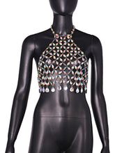 Sexy Cutout Nightclub Shiny Top Colorful Crystal Embellished Halter