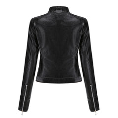 New Leather Coat Women Short Jacket Spring Autumn Stand Collar Lady Leather Jacket Women Clothing Thin Leather Coat