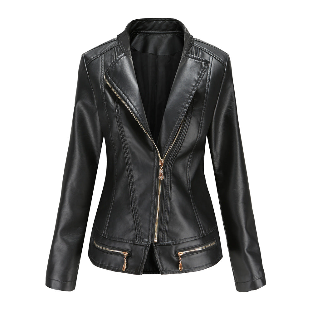 Women Faux Leather Thin Spring Autumn Coat Women Jacket Casual Clothing