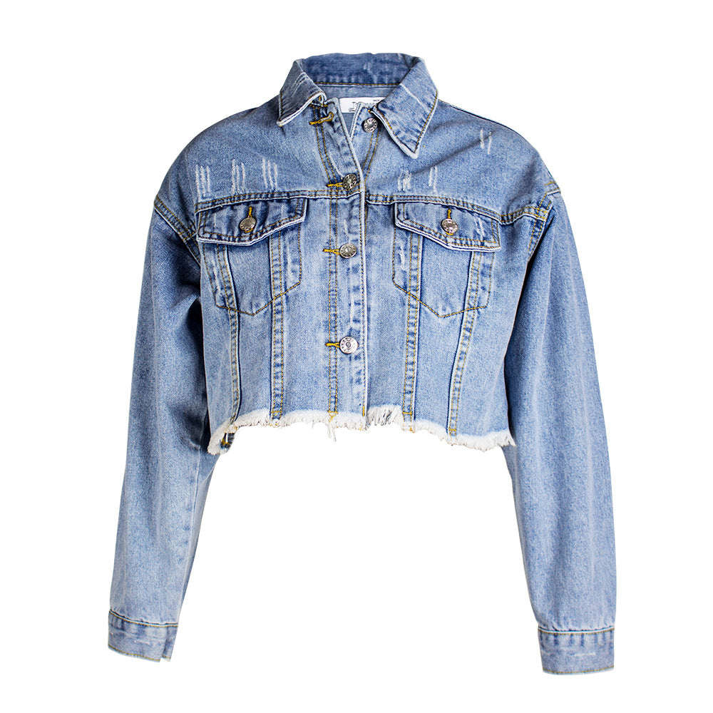 Denim Jacket Women Women Clothing Loose BF Tassel Denim Short Jacket Top Short Denim Jacket