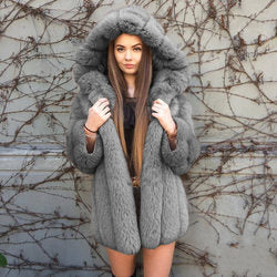 Faux Fur Faux Fur Coat Womens Clothing Mid-Length Stitching Spot