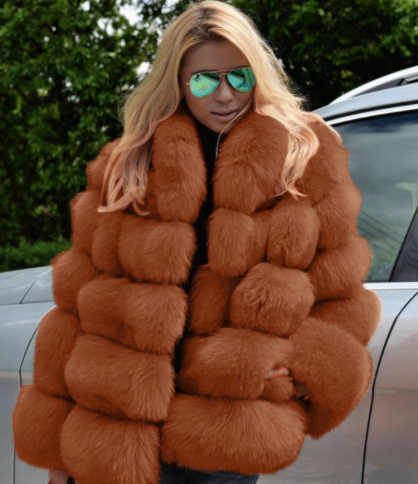 Fur Women Coat Faux Fur Fur Coat Women Stitching Mid Length