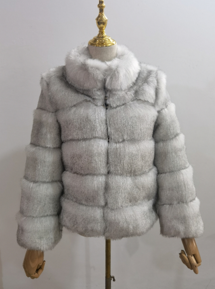 Fur Women Coat Faux Fur Fur Coat Women Stitching Mid Length