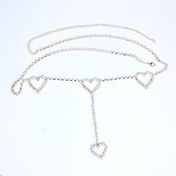 Rhinestone Heart-Shaped Waist Chain Body Cha Bridal Accessories Sexy Model Rhinestone Love Belt Ornament