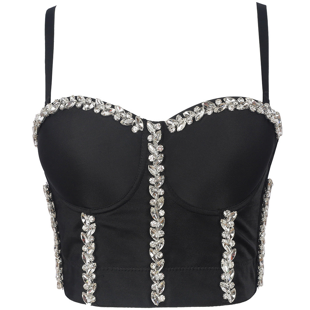 Drill Chain Camisole Women Summer Wear Sexy Beaded Wrapped Chest Shaping Non-Slip Performance Bra