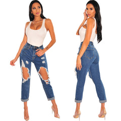 Slim Fit Ripped Women Stretch Denim Skinny Pants