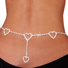 Rhinestone Heart-Shaped Waist Chain Body Cha Bridal Accessories Sexy Model Rhinestone Love Belt Ornament