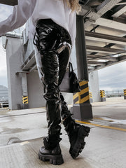 Leather Women Pants Casual Sports Faux Leather Trousers