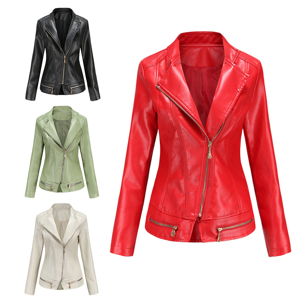 Women Faux Leather Thin Spring Autumn Coat Women Jacket Casual Clothing