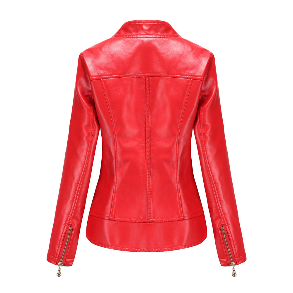 Women Faux Leather Thin Spring Autumn Coat Women Jacket Casual Clothing