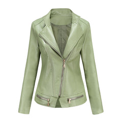 Women Faux Leather Thin Spring Autumn Coat Women Jacket Casual Clothing