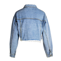 Denim Jacket Women Women Clothing Loose BF Tassel Denim Short Jacket Top Short Denim Jacket