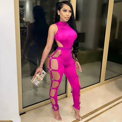 Women Wear Sexy Cutout Nightclub Tight Backless Jumpsuit Women