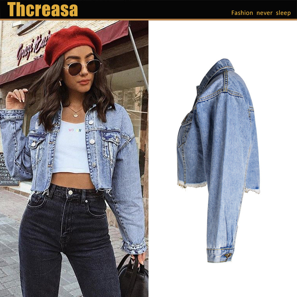 Denim Jacket Women Women Clothing Loose BF Tassel Denim Short Jacket Top Short Denim Jacket