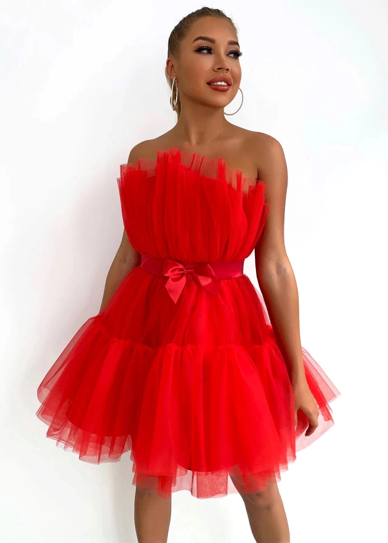 Top Mesh Graceful Bow Tutu Dress Women