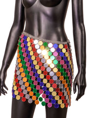 Punk Sexy Street Snap Personality Acrylic Skirt Handmade Stitching Skirt